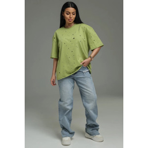 Футболка женская "Винтаж" кулирка пенье деворе (р-ры: 48-58) салатовый