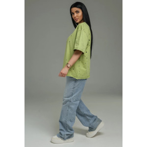 Футболка женская "Винтаж" кулирка пенье деворе (р-ры: 48-58) салатовый