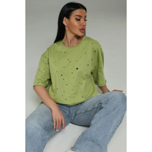 Футболка женская "Винтаж" кулирка пенье деворе (р-ры: 48-58) салатовый