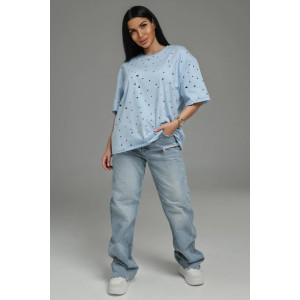 Футболка женская "Винтаж" кулирка пенье деворе (р-ры: 48-58) голубой