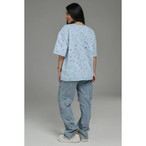 Футболка женская "Винтаж" кулирка пенье деворе (р-ры: 48-58) голубой