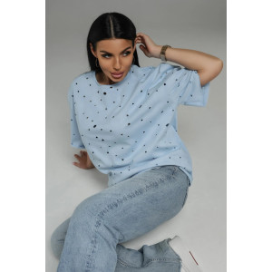 Футболка женская "Винтаж" кулирка пенье деворе (р-ры: 48-58) голубой