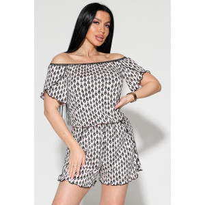 Комбинезон женский №2190/2 вискоза (р-ры: 44-54) белый-капли