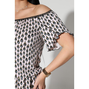 Комбинезон женский №2190/2 вискоза (р-ры: 44-54) белый-капли