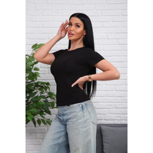 Футболка женская 01078 кулирка с лайкрой (р-ры: 44-54) черный
