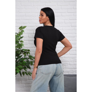 Футболка женская 01078 кулирка с лайкрой (р-ры: 44-54) черный