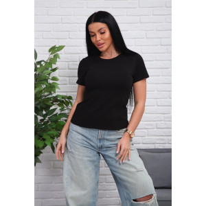 Футболка женская 01078 кулирка с лайкрой (р-ры: 44-54) черный