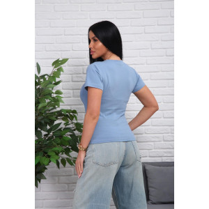 Футболка женская 01078 кулирка с лайкрой (р-ры: 44-54) серо-голубой