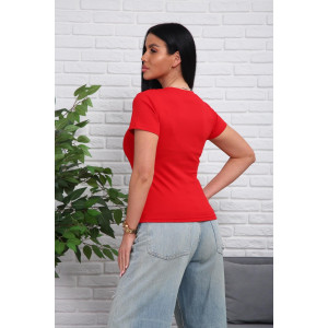 Футболка женская 01078 кулирка с лайкрой (р-ры: 44-54) красный