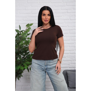 Футболка женская 01078 кулирка с лайкрой (р-ры: 44-54) коричневый