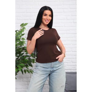 Футболка женская 01078 кулирка с лайкрой (р-ры: 44-54) коричневый
