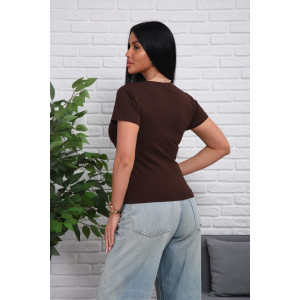 Футболка женская 01078 кулирка с лайкрой (р-ры: 44-54) коричневый