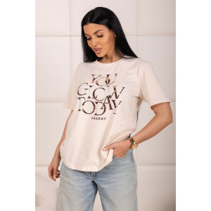 Футболка женская 2154 кулирка с лайкрой (р-ры: 46-56) молочный