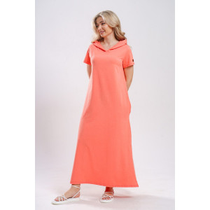 Платье-мантия женское 970 кулирка с лайкрой пенье (р-ры: 44-58) коралл