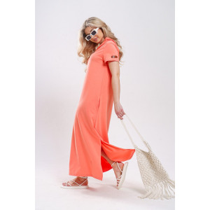 Платье-мантия женское 970 кулирка с лайкрой пенье (р-ры: 44-58) коралл