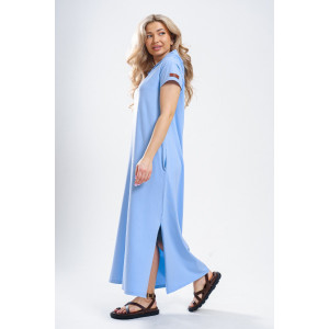 Платье-мантия женское 970 кулирка с лайкрой пенье (р-ры: 44-58) голубой Платье-мантия женское 970 кулирка с лайкрой пенье (р-ры: 44-58) голубой