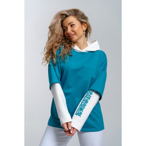 Туника женская 982 футер с лайкрой (р-ры: 44-58) мор.волна