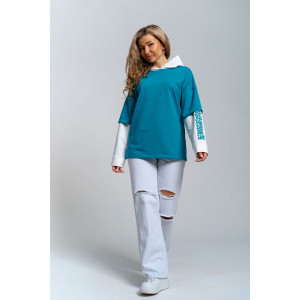 Туника женская 982 футер с лайкрой (р-ры: 44-58) мор.волна