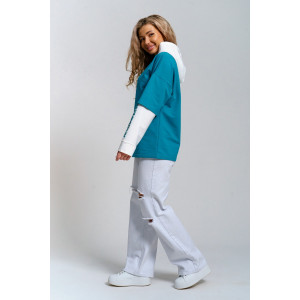 Туника женская 982 футер с лайкрой (р-ры: 44-58) мор.волна