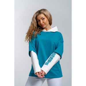 Туника женская 982 футер с лайкрой (р-ры: 44-58) мор.волна