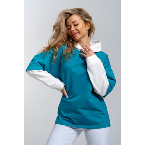 Туника женская 982 футер с лайкрой (р-ры: 44-58) мор.волна