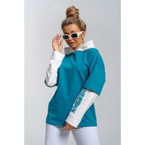 Туника женская 982 футер с лайкрой (р-ры: 44-58) мор.волна