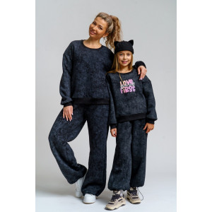 Костюм двойка женский 983 футер 3-х нитка с начёсом пенье (р-ры: 44-54) черный винтаж Костюм двойка женский 983 футер 3-х нитка с начёсом пенье (р-ры: 44-54) черный винтаж