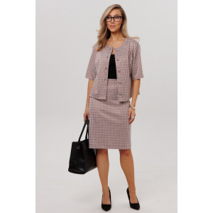 Костюм двойка женский с юбкой К254 жаккард принт (р-ры: 46-60) коричневый Костюм двойка женский с юбкой К254 жаккард принт (р-ры: 46-60) коричневый