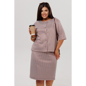 Костюм двойка женский с юбкой К254 жаккард принт (р-ры: 46-60) коричневый Костюм двойка женский с юбкой К254 жаккард принт (р-ры: 46-60) коричневый