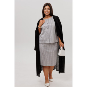 Костюм двойка женский с юбкой К254 жаккард принт (р-ры: 46-60) светло-серый Костюм двойка женский с юбкой К254 жаккард принт (р-ры: 46-60) светло-серый