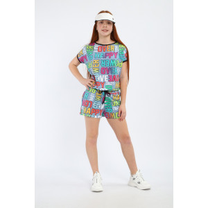 Комбинезон детский "Лола" кулирка (р-ры: 140-164) буквы индиго Комбинезон детский "Лола" кулирка (р-ры: 140-164) буквы индиго