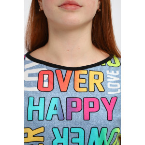 Комбинезон детский "Лола" кулирка (р-ры: 140-164) буквы индиго Комбинезон детский "Лола" кулирка (р-ры: 140-164) буквы индиго