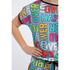 Комбинезон детский "Лола" кулирка (р-ры: 140-164) буквы индиго Комбинезон детский "Лола" кулирка (р-ры: 140-164) буквы индиго