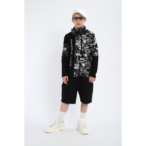 Шорты детские "Багги" джинсовая ткань (р-ры: 146-170) черный Шорты детские "Багги" джинсовая ткань (р-ры: 146-170) черный