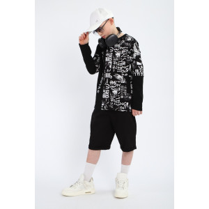 Шорты детские "Багги" джинсовая ткань (р-ры: 146-170) черный Шорты детские "Багги" джинсовая ткань (р-ры: 146-170) черный