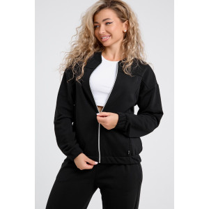 Костюм двойка женский К-066 футер 3-х нитка диагональ (р-ры: 46-56) черный Костюм двойка женский К-066 футер 3-х нитка диагональ (р-ры: 46-56) черный