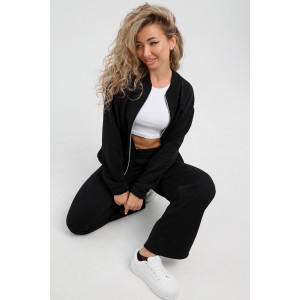 Костюм двойка женский К-066 футер 3-х нитка диагональ (р-ры: 46-56) черный Костюм двойка женский К-066 футер 3-х нитка диагональ (р-ры: 46-56) черный