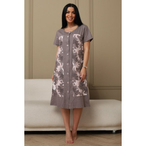 Халат женский 598 кулирка (р-ры: 50-62) коричневый-лилия Халат женский 598 кулирка (р-ры: 50-62) коричневый-лилия