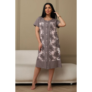 Халат женский 598 кулирка (р-ры: 50-62) коричневый-лилия Халат женский 598 кулирка (р-ры: 50-62) коричневый-лилия