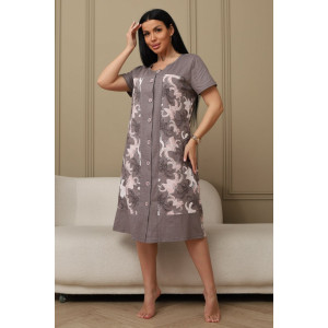 Халат женский 598 кулирка (р-ры: 50-62) коричневый-лилия Халат женский 598 кулирка (р-ры: 50-62) коричневый-лилия