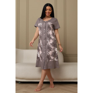 Халат женский 598 кулирка (р-ры: 50-62) коричневый-лилия Халат женский 598 кулирка (р-ры: 50-62) коричневый-лилия