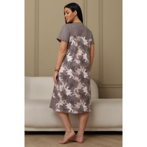 Халат женский 598 кулирка (р-ры: 50-62) коричневый-лилия Халат женский 598 кулирка (р-ры: 50-62) коричневый-лилия