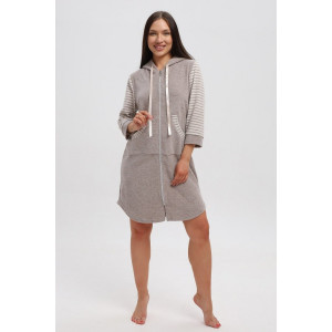 Халат женский 321 кулирка (р-ры: 44-54) коричневый-бежевый