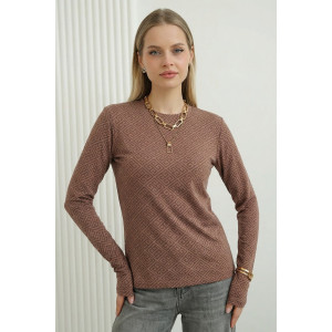 Лонгслив женский №14507 кулирка с лайкрой (р-ры: 44-56) коричневый