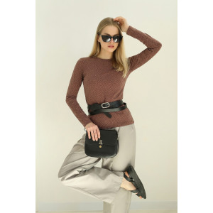 Лонгслив женский №14507 кулирка с лайкрой (р-ры: 44-56) коричневый