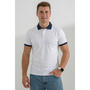 Футболка мужская №14456 пике (р-ры: 48-60) белый