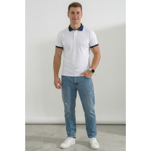 Футболка мужская №14456 пике (р-ры: 48-60) белый