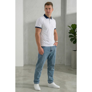 Футболка мужская №14456 пике (р-ры: 48-60) белый