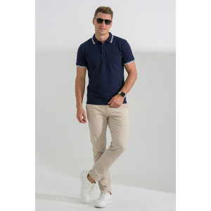 Футболка мужская №14453 пике (р-ры: 48-60) темно-синий