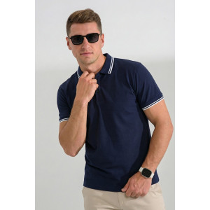 Футболка мужская №14453 пике (р-ры: 48-60) темно-синий